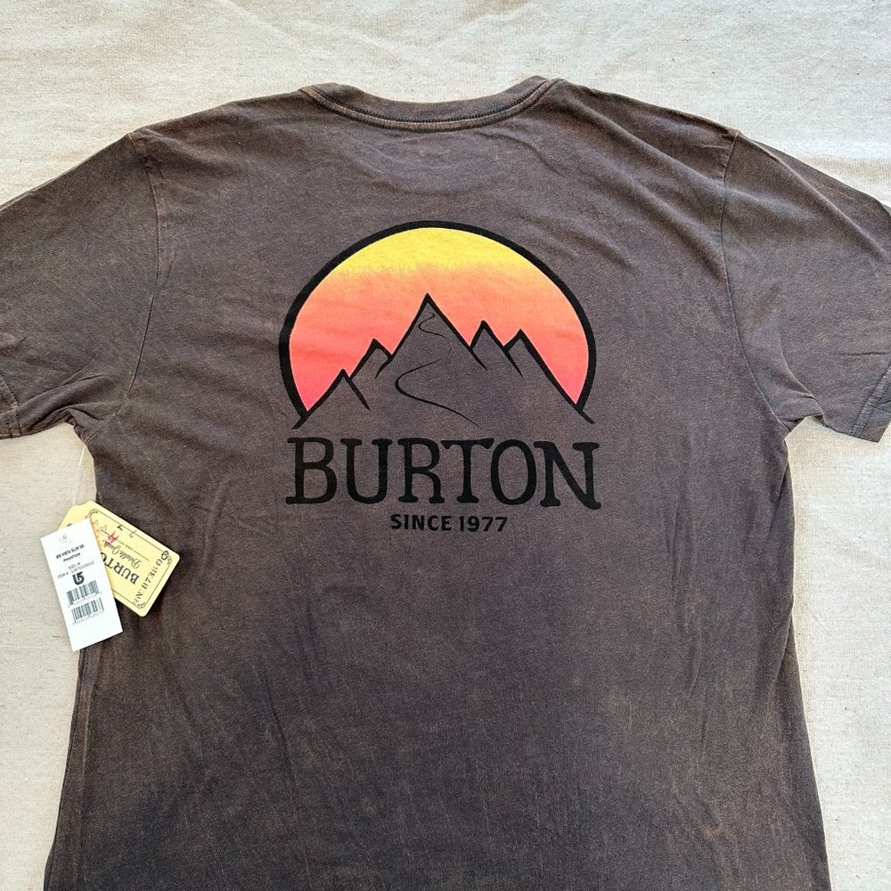 BURTON Men's MB Vista Slim Stonewash Brown Phantom Sunset Mountain T-Shirt M NWT